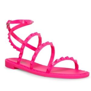 Steve Madden studded jelly sandals, pink, size 5